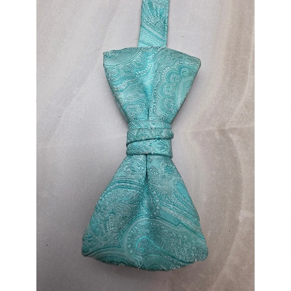 Mens‎ Aqua Blue Paisley Bow Tie Adjustable Pre-Tied Formal Wedding Turquoise D1